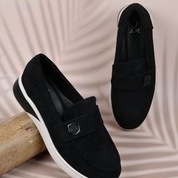 Jove Women Perforations PU Loafers-image-84