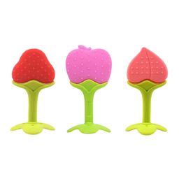 NeonateCare Kids Set Of 3 Strawbeery Apple & Peach Shape Silicon Teethers-6