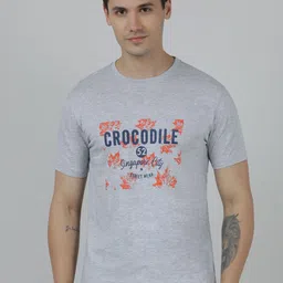 Crocodile Typography Printed Cotton Slim Fit T-shirt-picture-0