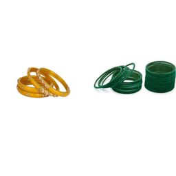 SOMIL Set of 28 Yellow Alloy Artificial Stones & Beads Bangles-image-97