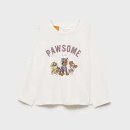 Mango Kids Infant Girls Paw Patrol Print Drop-Shoulder Sleeves Pure Cotton T-shirt-image-99
