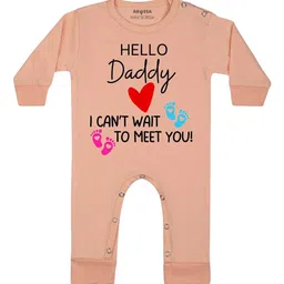 Arvesa Hello Daddy I can't Wait To Meet You Printed Bodysuit-97
