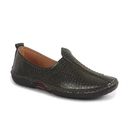 FAUSTO Men Textured Ethnic PU Mojaris-picture-5