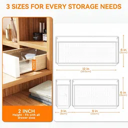 Aura Transparent Set of 6 Regular Drawer Organiser Organisers image 4