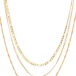 Beadworks Women Silver 3 Layer Gold-Plated Necklace-picture-0