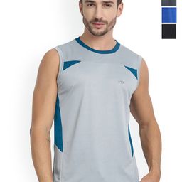 FTX Men Pack Of 4 Colourblocked Round Neck Gym Vests-picture-27