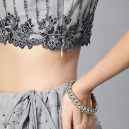 DIVASTRI Embellished Sequinned Semi-Stitched Lehenga & Unstitched Blouse With Dupatta image 3
