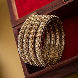 PANASH Set Of 4 Gold-Plated American Diamond-Studded Bangles-3