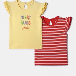 Nauti Nati Girls Pack of 2 Printed Round Neck Cotton Top-picture-44