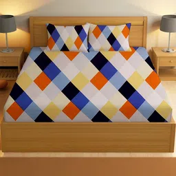 IVAZA Multicoloured Geometric 330 TC Queen Bedsheet with 2 Pillow Covers-12
