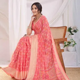 TASRIKA Women Floral Printed Pure Chiffon Saree-picture-42