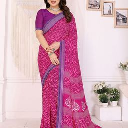 Moda Rapido Printed Beads and Stones Embellished Detail Border Saree-image-34