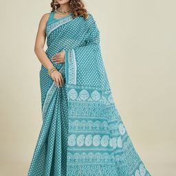 SHANVIKA Ethnic Motifs Printed Pure Cotton Saree-image-26