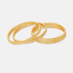 Anouk Gold Plated & Floral Shaped-Textured Set of 4 Bangles image 2