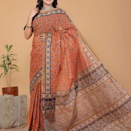 Jevi Prints Ethnic Motifs Pure Cotton Block Print Saree-image-45