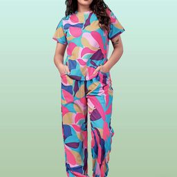 SAKARMAA Women Printed Cotton T-shirt & Pyjama Night Suit Set-image-99