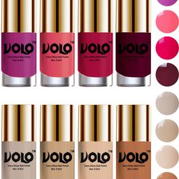 VOLO Set Of 8 High Shine Professional Nail Polish- 9.9 ml Each Shade Combo-12-6