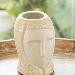 ExclusiveLane The Expression Series Off-White Mindful Aura Ceramic Decorative Vase-57
