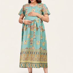 RITIJYA Floral Print Maternity Fit & Flare Maxi Dress-picture-37