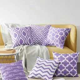 MODERN HOMES Lavender Set of 6 Geometric Cushion Covers-51