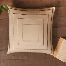 ZEBA Cream-Coloured & White Geometric Square Cushion Cover-picture-10