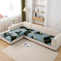 HOKIPO Multicolor 2Pcs Printed Waterproof L Shaped Sofa in 3 Seater and 2 Seater-image-85