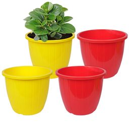 Kuber Industries Set Of 4 Multicolour Solid Flower Pot-22