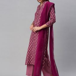 SheWill Magenta Printed Unstitched Dress Material-image-6
