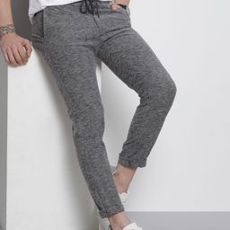 The Indian Garage Co Men Charcoal Grey Melange Effect Slim Fit Trousers-image-13
