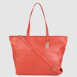 Lavie Sida Coral Orange Solid Structured Shoulder Bag with Studs Embellished Detail-53