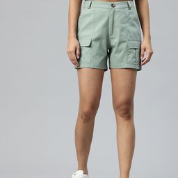 Popnetic High-Rise Pure Cotton Cargo Shorts-picture-41