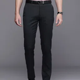 Raymond Men Self Design Textured Slim Fit Formal Trousers-image-88