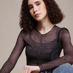 The Roadster Life Co. Slim Fit Typography Printed Sheer Net Top-picture-35