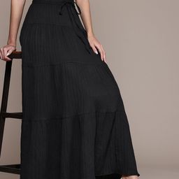 Popnetic Textured Tiered Maxi Skirt-image-73