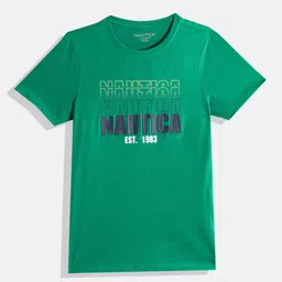 Nautica Boys Brand Logo Printed Pure Cotton T-shirt-image-74