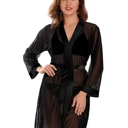 Fihana Women Self Design Shoulder Straps Net Baby Doll-picture-19