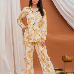 Svamsa Printed Embellished Shirt With Trousers Co-Ords-image-49