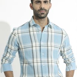 RARE RABBIT Men Taverna Tartan Checked Cotton Slim Fit Shirt-91