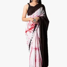 JALTHER White & Red Ombre Pure Cotton Block Print Saree-picture-9