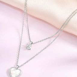 Peora Silver-Plated Crystal-Studded Pendant With Chain-image-50