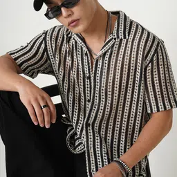 VASTRADO Men Classic Multi Stripes Opaque Casual Shirt-image-12