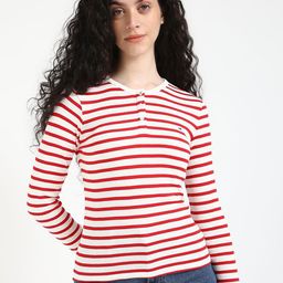 Tommy Hilfiger Women Striped Cut Outs Slim Fit T-shirt-image-80