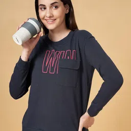 Ajile by Pantaloons Women Navy Blue Printed Sweatshirt-image-24