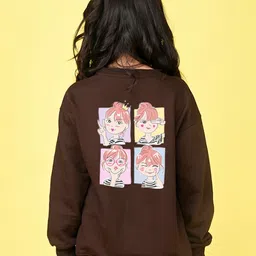 NUSYL Girls Graphic Printed Fleece Pullover Oversized Sweatshirt-image-73