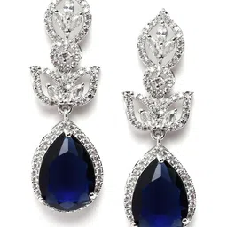StileAdda Silver-Plated Tear Drop Shaped Drop Earrings-39