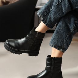 Carlton London Women Round Toe Block Heel Chunky Boots-32