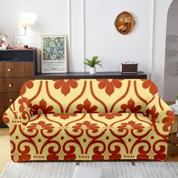 Cortina Yellow Printed Stretchable 3-Seater Sofa Cover-image-31