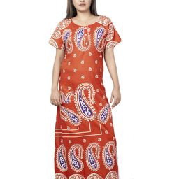 Laa Calcutta Women Printed Pure Cotton Maxi Nightdress-image-37
