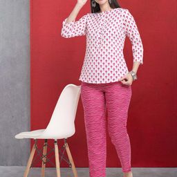 RAISIN Printed Boat Neck Pure Cotton Top With Trousers-picture-52