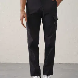 Minus One Men Cotton Mid-Rise Slim Fit Cargos Trousers-image-27
